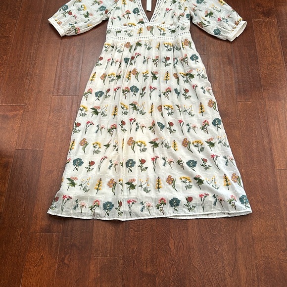 Anthropologie Carla Embroidered Floral Maxi Dress with Lace Trim, Size 16 - Picture 7 of 16